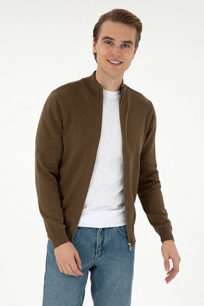 U.S. Polo Assn. Men's Khaki Basic Knitwear Cardigan 50298268 -Vr027