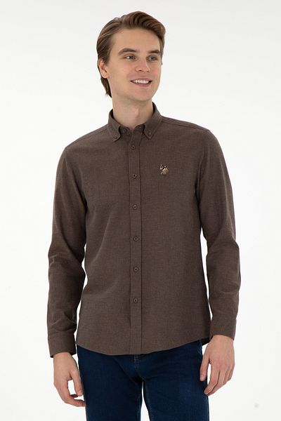 U.S. Polo Assn. Мъжка риза с дълъг ръкав с кокосов цвят 50293980-VR153
