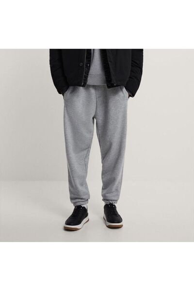 FİTGO Чоловічі спортивні штани з бавовняною підкладкою та сірими гумовими манжетами