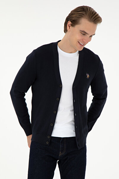 U.S. Polo Assn. Men's Navy Blue Basic Knitwear Cardigan 50298008 -Vr033