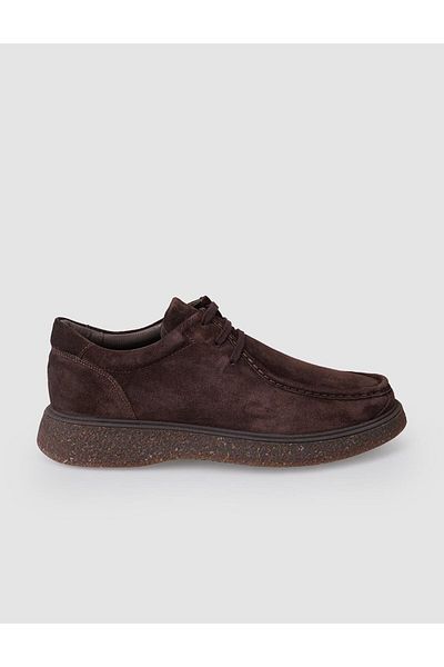Cabani 100% Genuine Leather Brown Suede Lace-Up Men's Casual Shoes