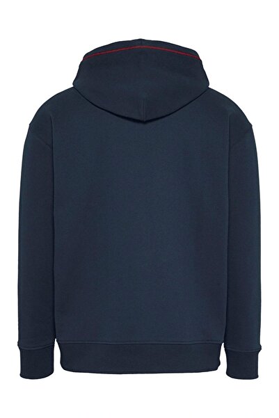 Tommy Jeans Hood Collar Navy Blue Men's Sweatshirt Dm0Dm19760C1G Rlx Varsity Pipping