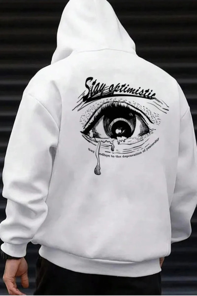 FECCY Unisex Oversize Βαμβακερό Φούτερ - Φούτερ με στάμπα μάτια