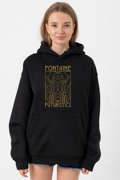 Tshirthane Bioshock Fontaine Futuristics - Black Hoodie Women 3Ip