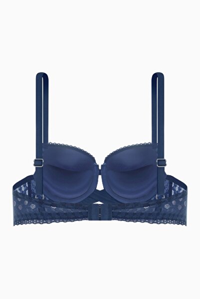 Wonna Διπλό Push Up Lace Bra - Cross Rubber Detail - Fashion - Blue 2510