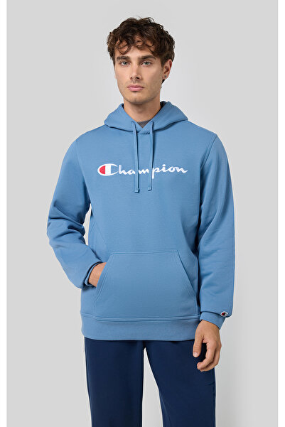 Champion Script Shop Kapüşonlu Sweatshirt Mavi Erkek Sweatshirt - 220253-BS099