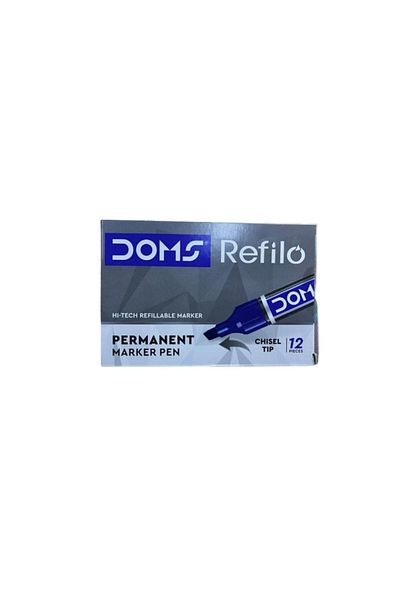 doms Permanent Marker Pen Chisel Tip Blue Colour pack of 12 piece