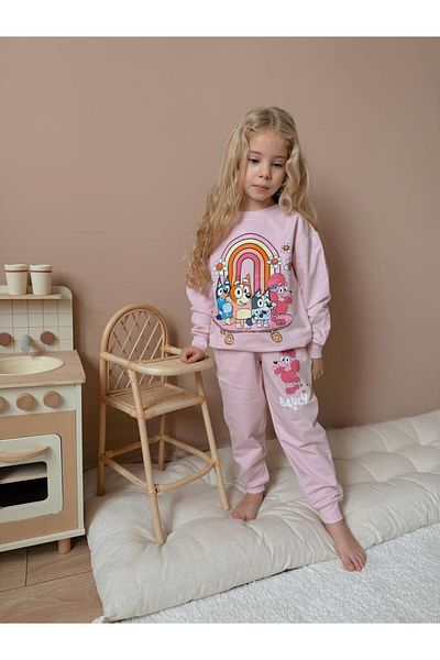 ARBİ kids Female Child Pink Bluey Two Thread Lycra Seasonal Suit
