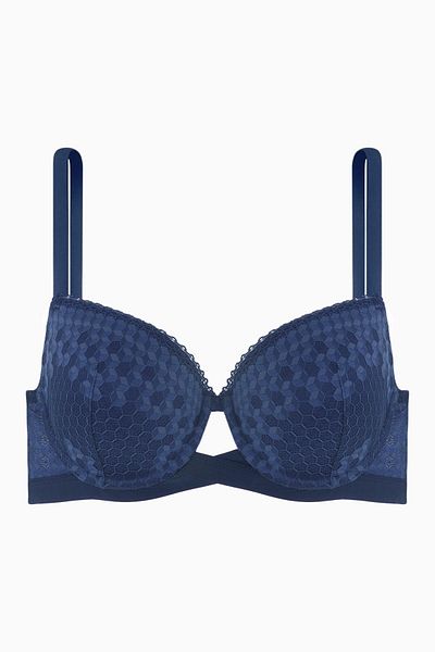 Wonna Sutien cu dantelă dublu push up - Detaliu cruce din cauciuc - Moda - Albastru 2510