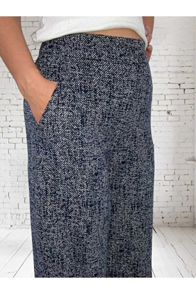 Valarmour Lacivert Likralı Jakarlı Tüvit Pantolon