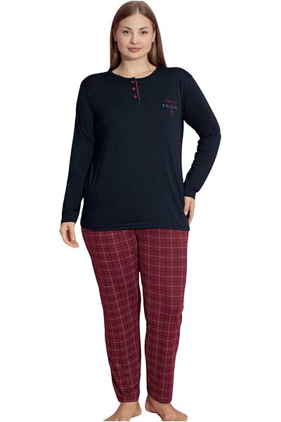 Muka Women's Plus Pajama Set Full Sleeve T-Shirt & Pants 3XL-5XL Homewear Sleepwear
