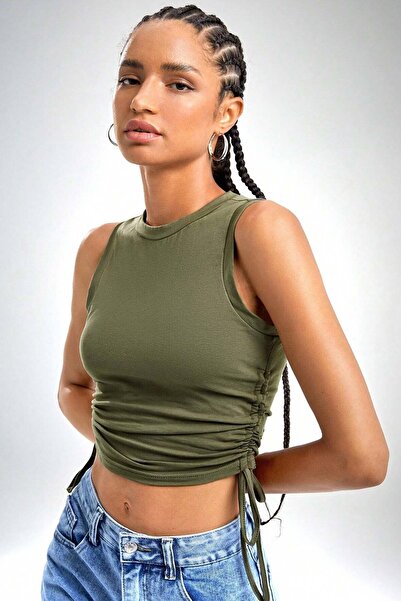 Merry See Tank Top Crop Tank Top με μαζεμένες πλευρές