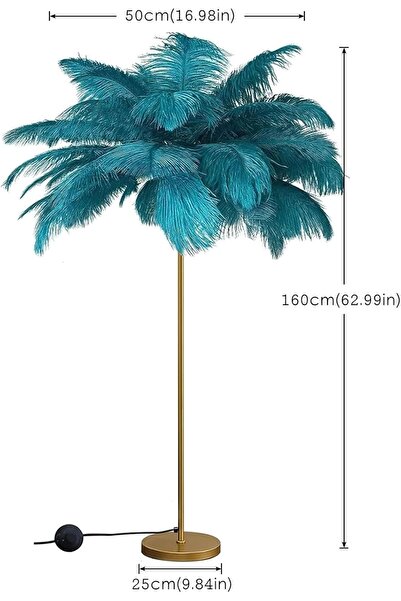 NZL Lighting Yeşil Deve Kuşu Tüyü Lambader