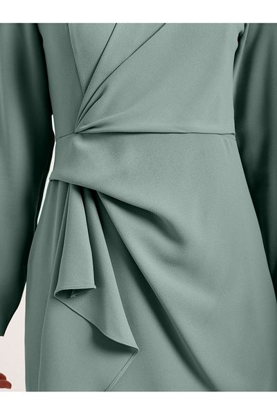 Modamorfo Rochie Mint Crepe cu croială asimetrică și detaliu deschis în față