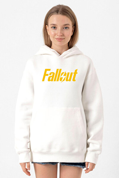 Tshirthane Fallout Lettern White Women's 3Ip Hooded Sweatshirt