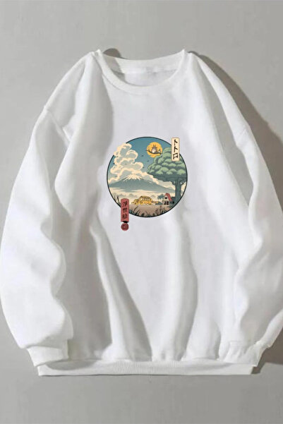 FECCY Hanorac oversize din bumbac, unisex, cu imprimeu Totoro Anime