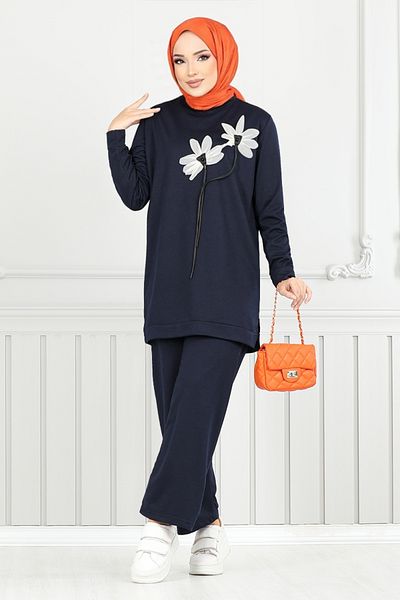 ModaMerve Laci 796OZR1047-M طقم مكون من قطعتين - مزين بالزهور