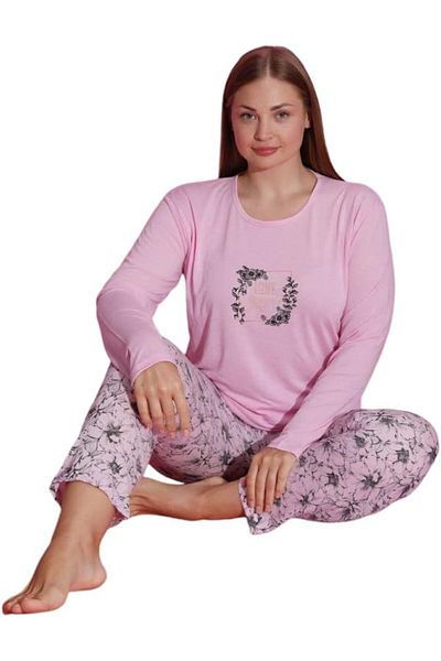 Muka Women's Plus Pajama Set Full Sleeve T-Shirt & Pants 3XL-5XL Homewear Sleepwear
