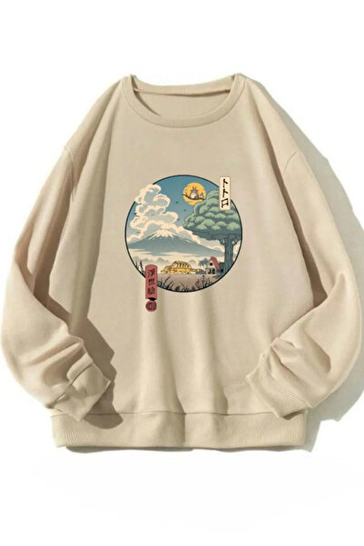 FECCY Hanorac oversize din bumbac, unisex, cu imprimeu Totoro Anime