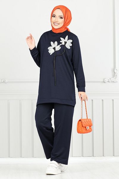 ModaMerve Laci 796OZR1047-M طقم مكون من قطعتين - مزين بالزهور