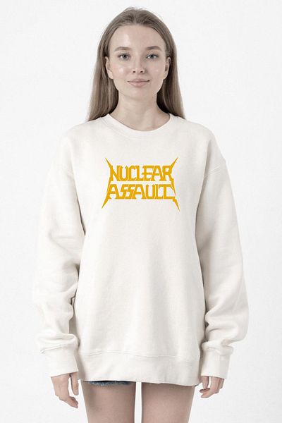 Tshirthane Nuclear Assault Letter White Women's 2Ip Sweatshirt