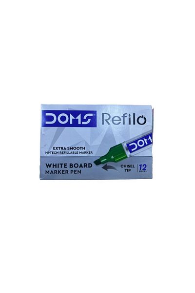 doms White Board Marker Pen Chisel Tip Green Colour pack of 12 piece