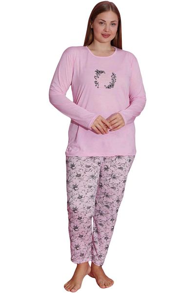 Muka Women's Plus Pajama Set Full Sleeve T-Shirt & Pants 3XL-5XL Homewear Sleepwear