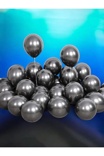 VibeHome Black Color 20Pcs Chrome Balloon Set - for Birthday Party and Fun Events