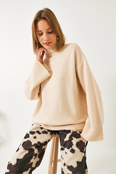 Bianco Lucci Women's Half Turtleneck Oversize Knitwear Sweater 231079 60261143