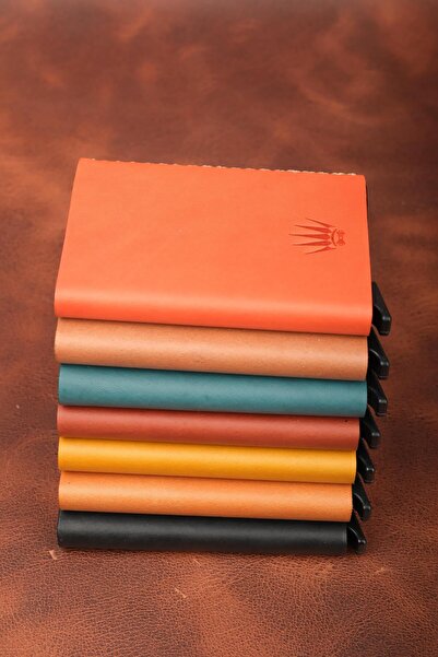 WATCHOFROYAL Genuine Leather Camel Buttero Gift Set - Mechanical Card Holder and Keychain