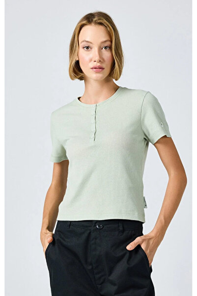 Champion Eco Future Crewneck T-Shirt Organik Pamuk Yeşil Kadın Tişört-E10013-...