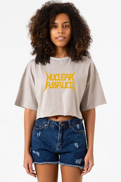 Tshirthane Fallout Letter Stone Color Women's Crop Hoodie