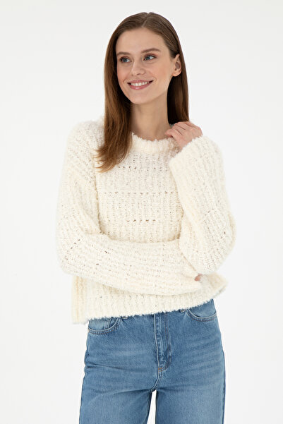 U.S. Polo Assn. Kadın Krem Bisiklet Yaka Kazak 50292975-VR071