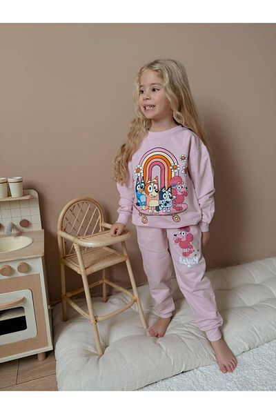 ARBİ kids Female Child Pink Bluey Two Thread Lycra Seasonal Suit