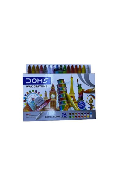 doms Extra Long Wax Crayons Set of 16 Shades