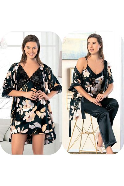 FAAL Satin (costum de cămașă de noapte, costum de pijama) Set de 5 zestre de mireasă