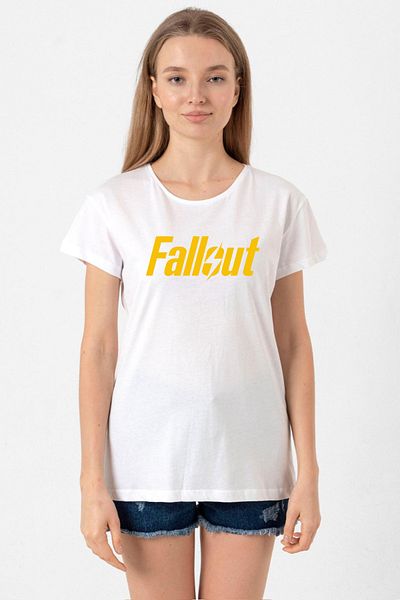 Tshirthane Fallout Letter White Women's Crew Neck Tshirt