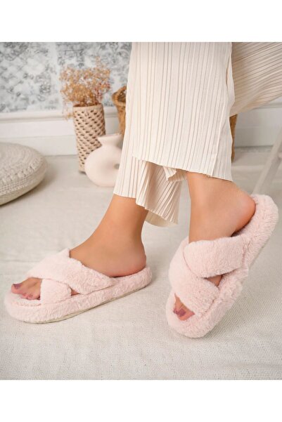 redtan Cross Band Μαλακές παντόφλες εσωτερικού χώρου Χειμερινές παντόφλες βελούδινες παντόφλες Άνετα παπούτσια για το σπίτι