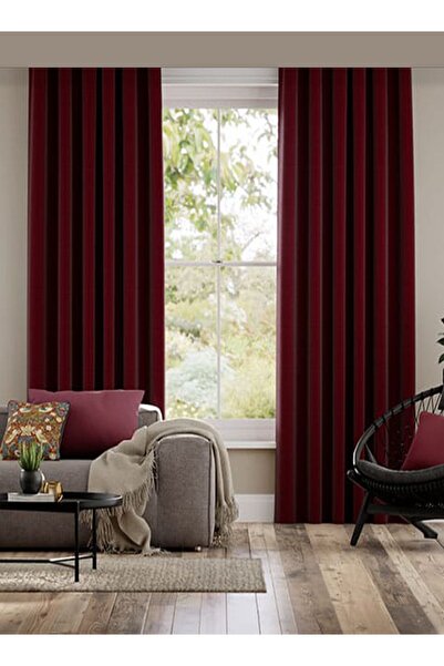 bizdenperde Claret Red Blackout Sunshade - Light Proof, Pleat-Free Blackout, ENxBOY
