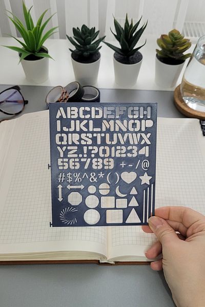Karmelom Studio Spiral Notebook Compatible Alphabet and Shapes Template Ruler