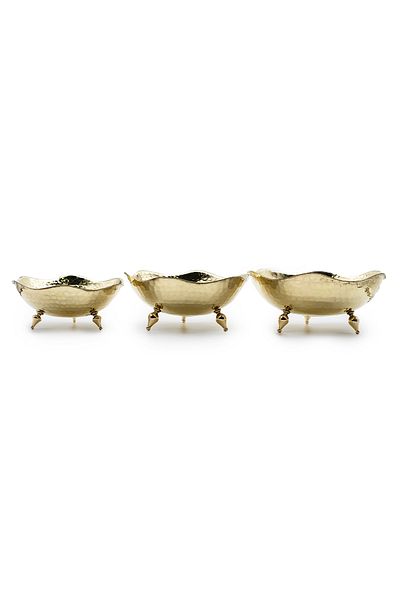 ANTEPSEPETİ Yellow Copper Wavy 3-Piece Gondola Set