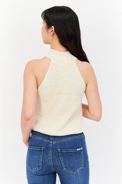 Gentle Fawn Women Crew Neck Sleeveless Knitted Top, Cream