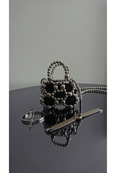 MODA Gümüş inci file çanta