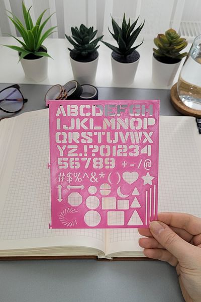 Karmelom Studio Spiral Notebook Compatible Alphabet and Shapes Template Ruler