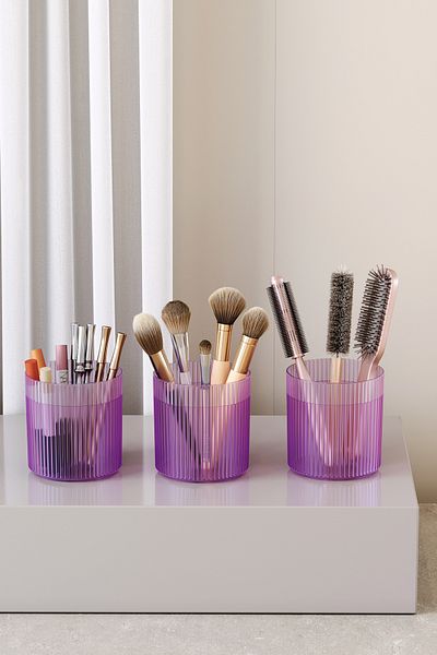 Pufwin Home 3 Pieces Makeup Brush and Comb Organizer Multi-Purpose Cosmetic Bathroom Organizer Box Organizer Set