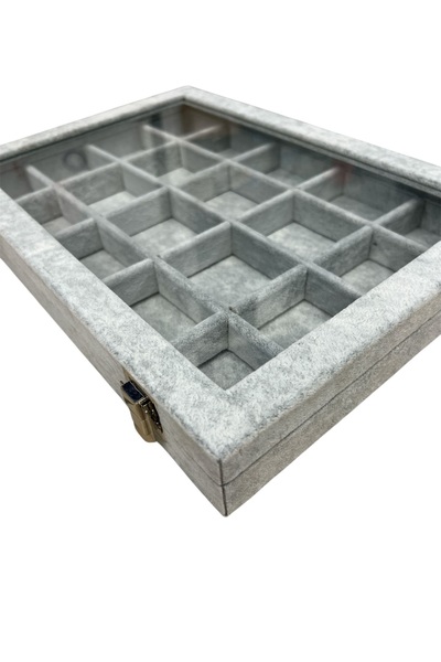 STAND MARKET Gray 20 Compartment Jewelry Box