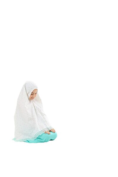 Liyavera Girls' Prayer Dress with Star Print Lace Detail - Long with Headscarf 980