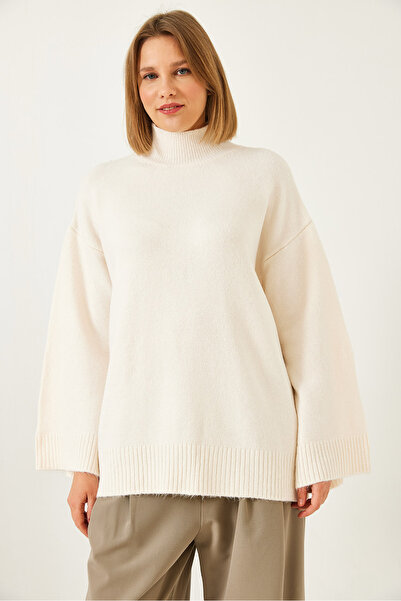 Bianco Lucci Women's Half Turtleneck Oversize Knitwear Sweater 231079 60261143