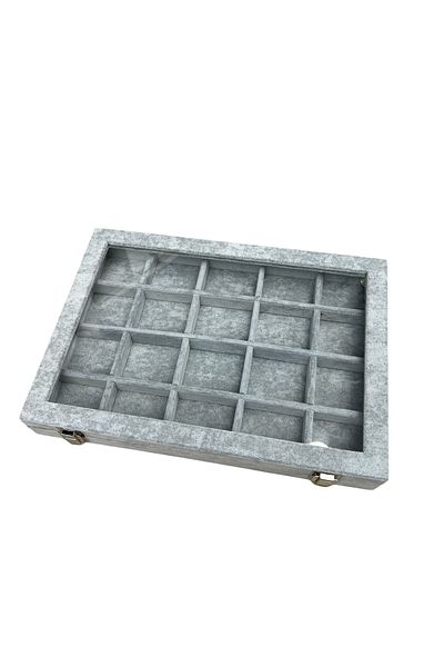 STAND MARKET Gray 20 Compartment Jewelry Box