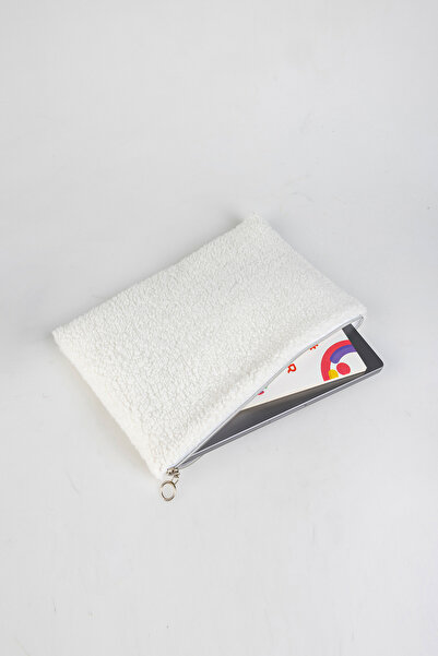 BABY KANGAROO Plush White 13 Inch Soft Computer Bag, Laptop Sleeve, Lined Notebook Case-Briefcase